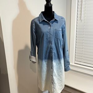 Isaac Mizrahi Denim Ombre Shirt Dress